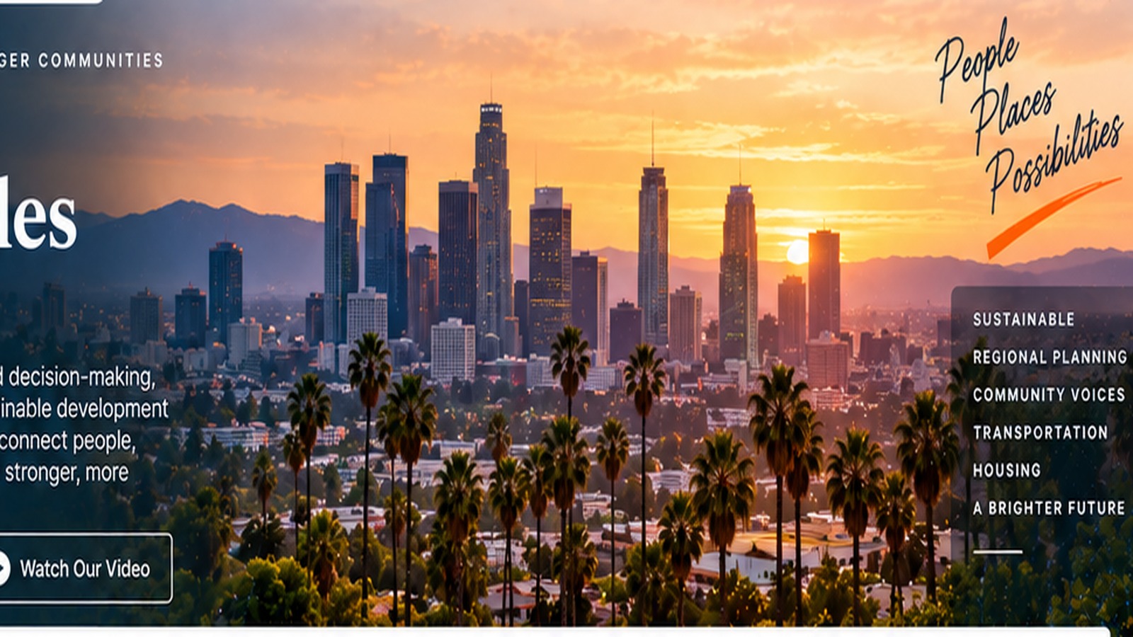Los Angeles skyline at sunset